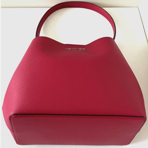 New Michael Kors Pratt Medium Shoulder Bag Dark Raspberry - Picture 6 of 6